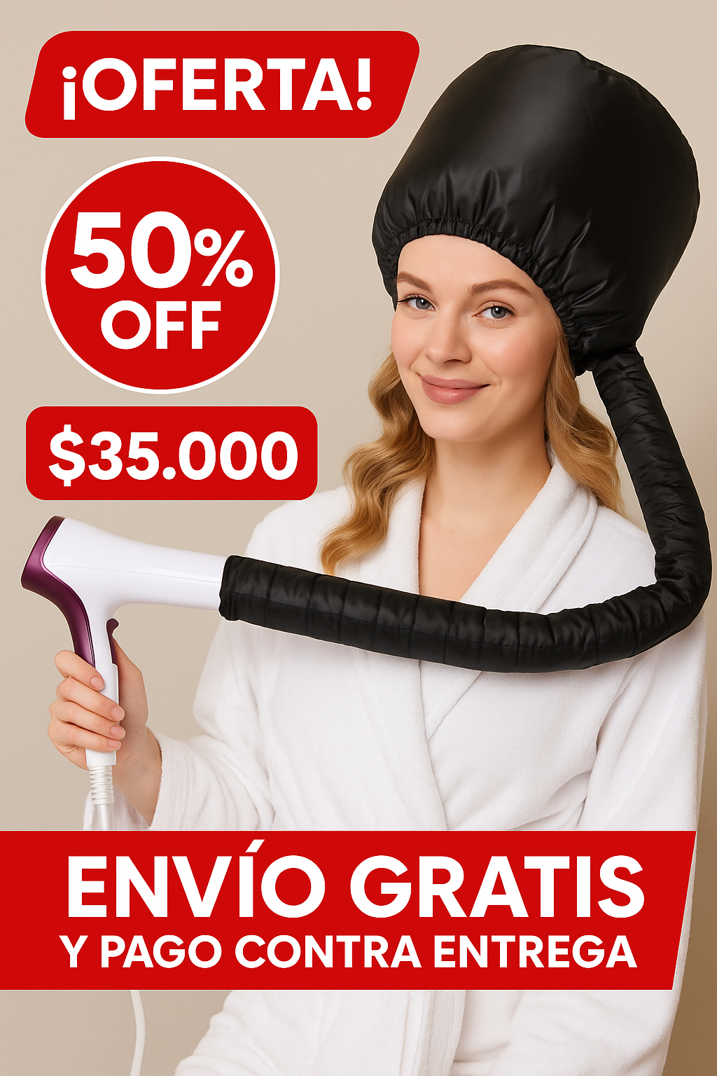 Gorro térmico | Secador de cabello | Liso | Crespo | Ondulado