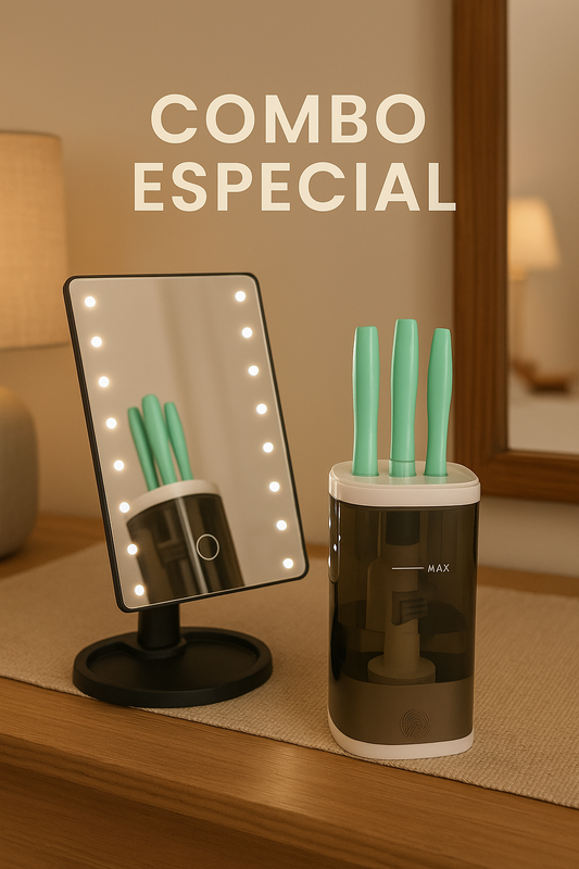 Lavadora de brochas | Obsequio | Espejo tocador con luz led