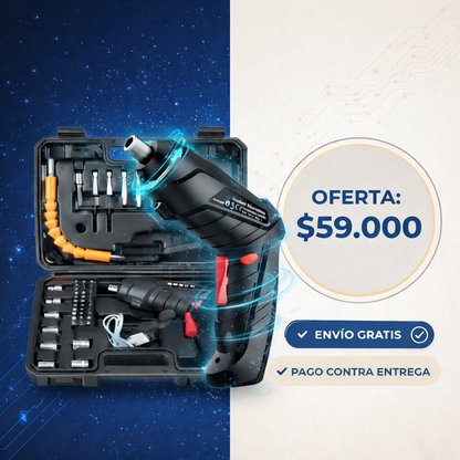 Combo | Destornillador | Taladro | Eléctrico | Incluye estuche con 49 piezas