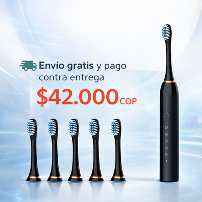 Cepillo eléctrico | Batería larga duración | 6 modos de uso | 4 cabezales repuesto