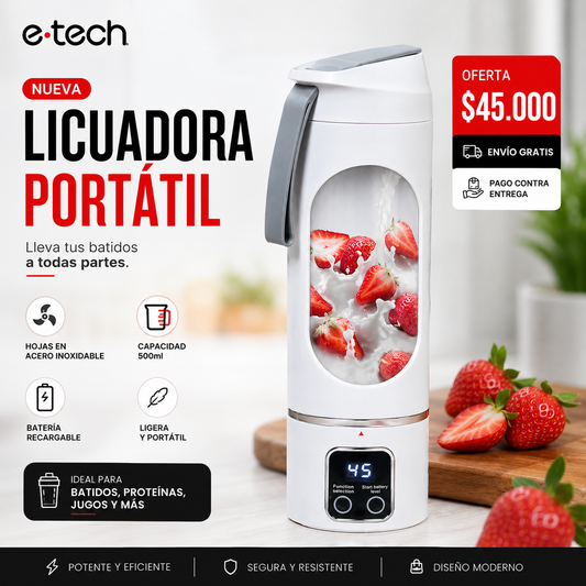 Licuadora portátil | Alta potencia | Recargable | Batería de larga duración