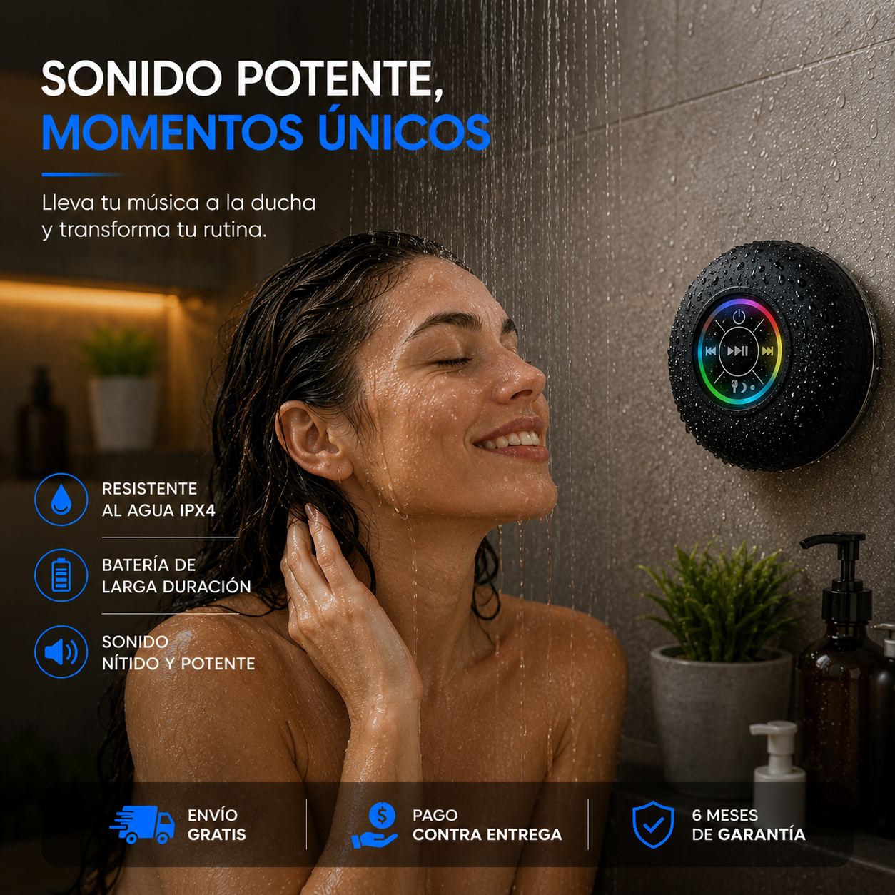 Parlante ducha | Resistente al agua | Batería larga duración