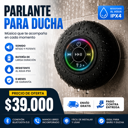 Parlante ducha | Resistente al agua | Batería larga duración