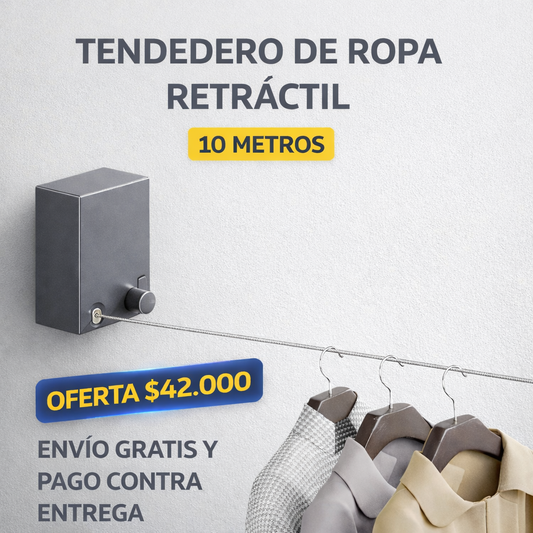 Tendedero | Retráctil | 10 Metros | En acero inoxidable